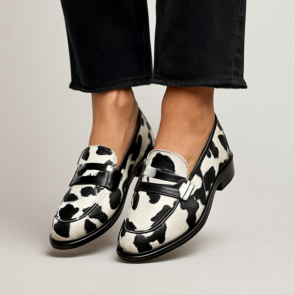 Noelle | Monochrome Print Loafers