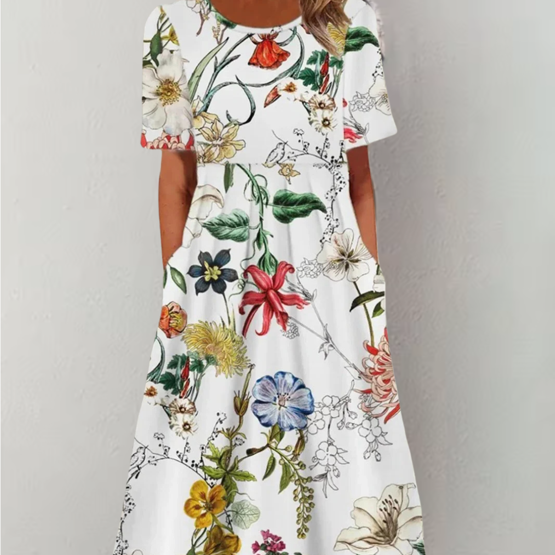 Rosemary | Botanical Print Midi Dress