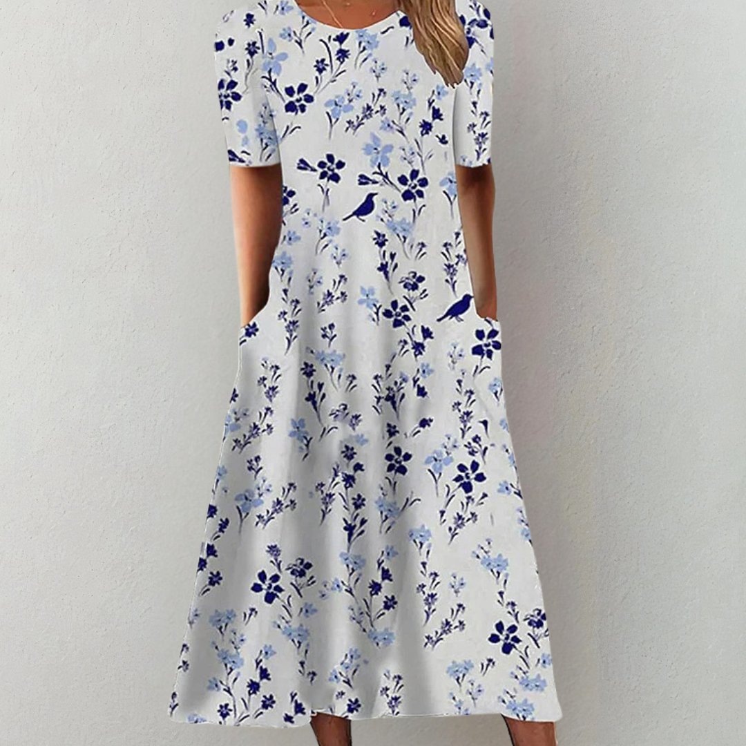 Margaret | Bird Print Midi Dress