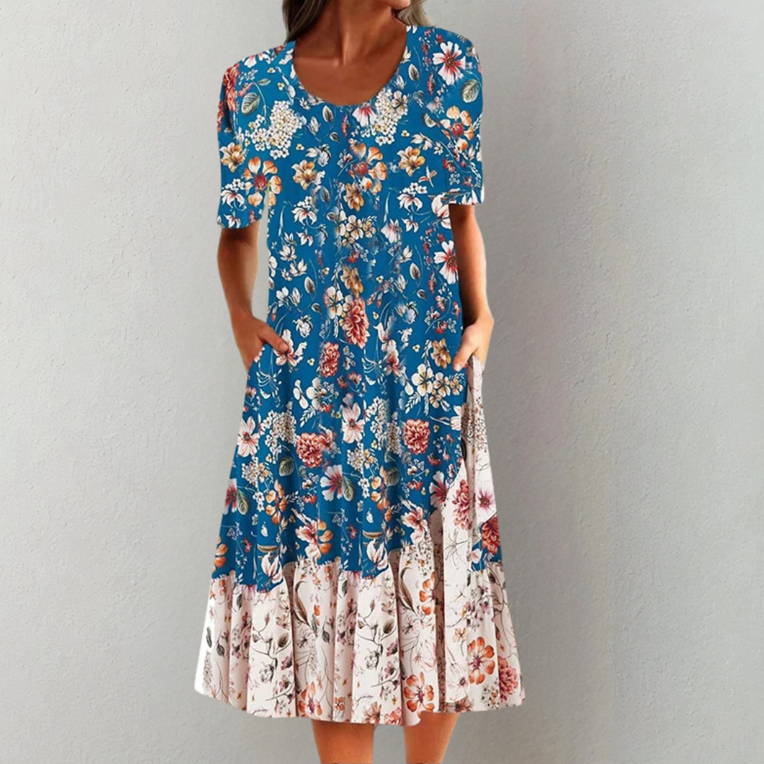 Hazel | Two-Tone Floral Midi Dress