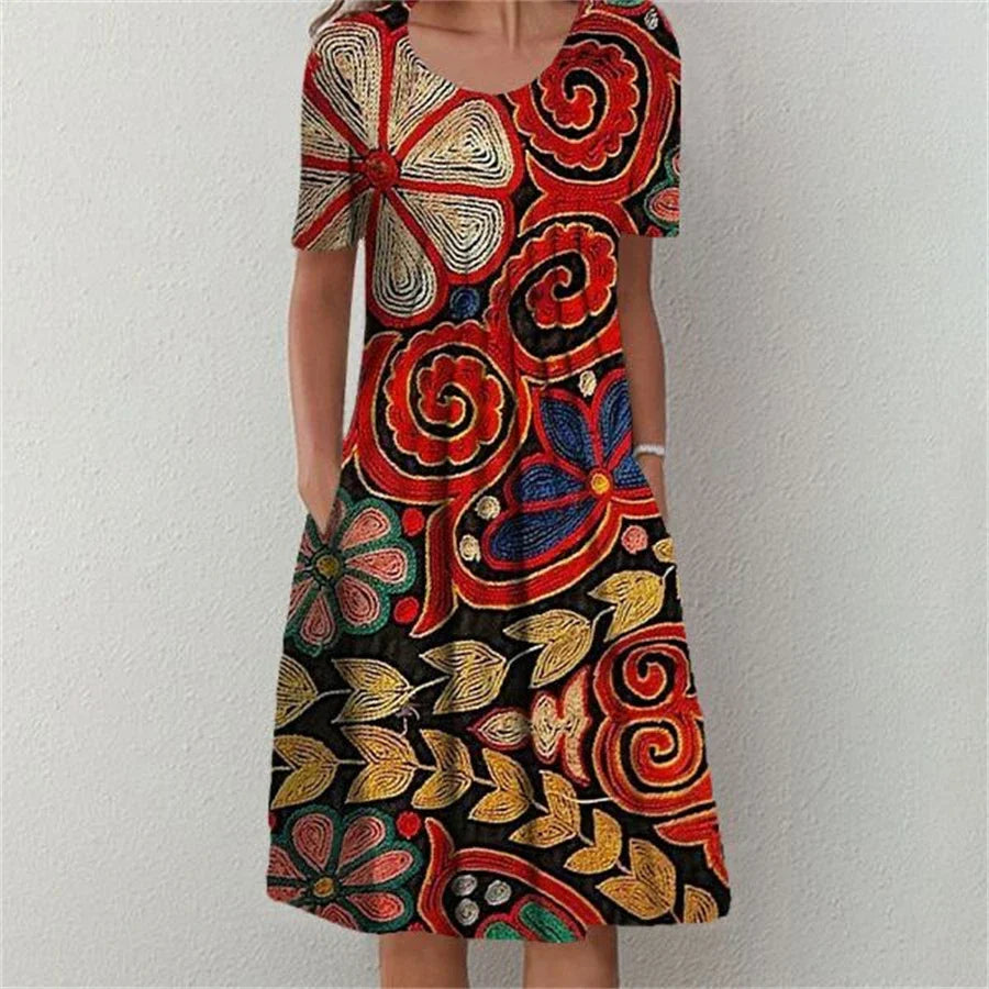 Theresa | Artistic Print Midi Dress