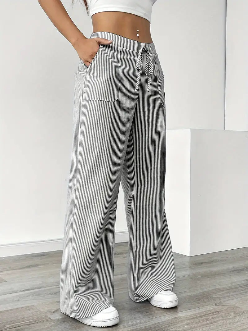 Vioni | Striped Drawstring Trousers