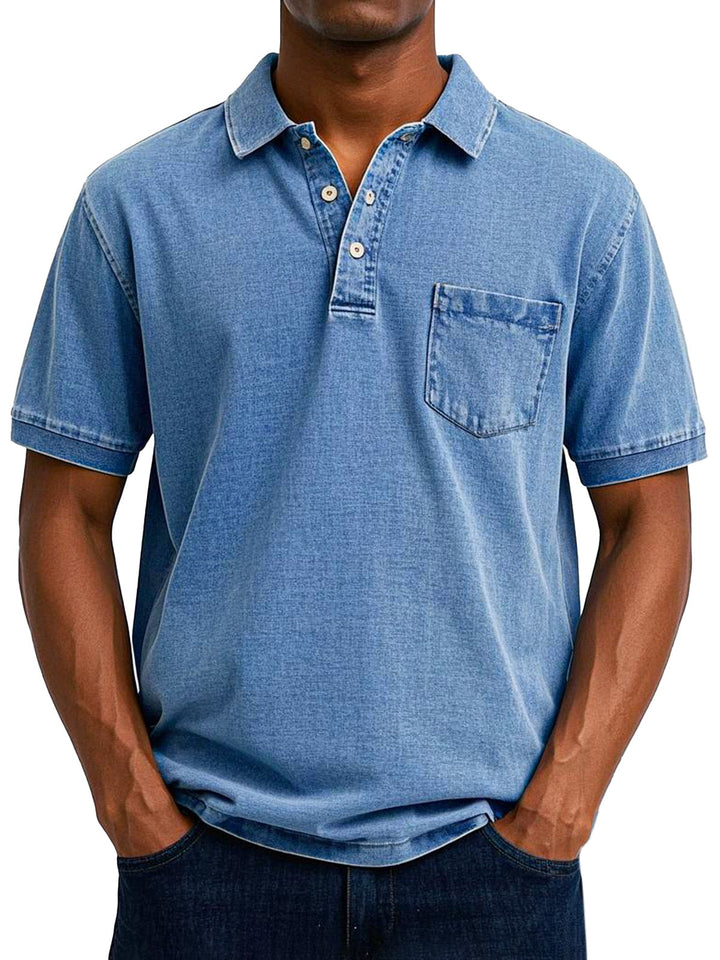 Troy | Washed Denim Polo Shirt