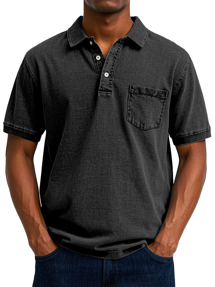 Troy | Washed Denim Polo Shirt