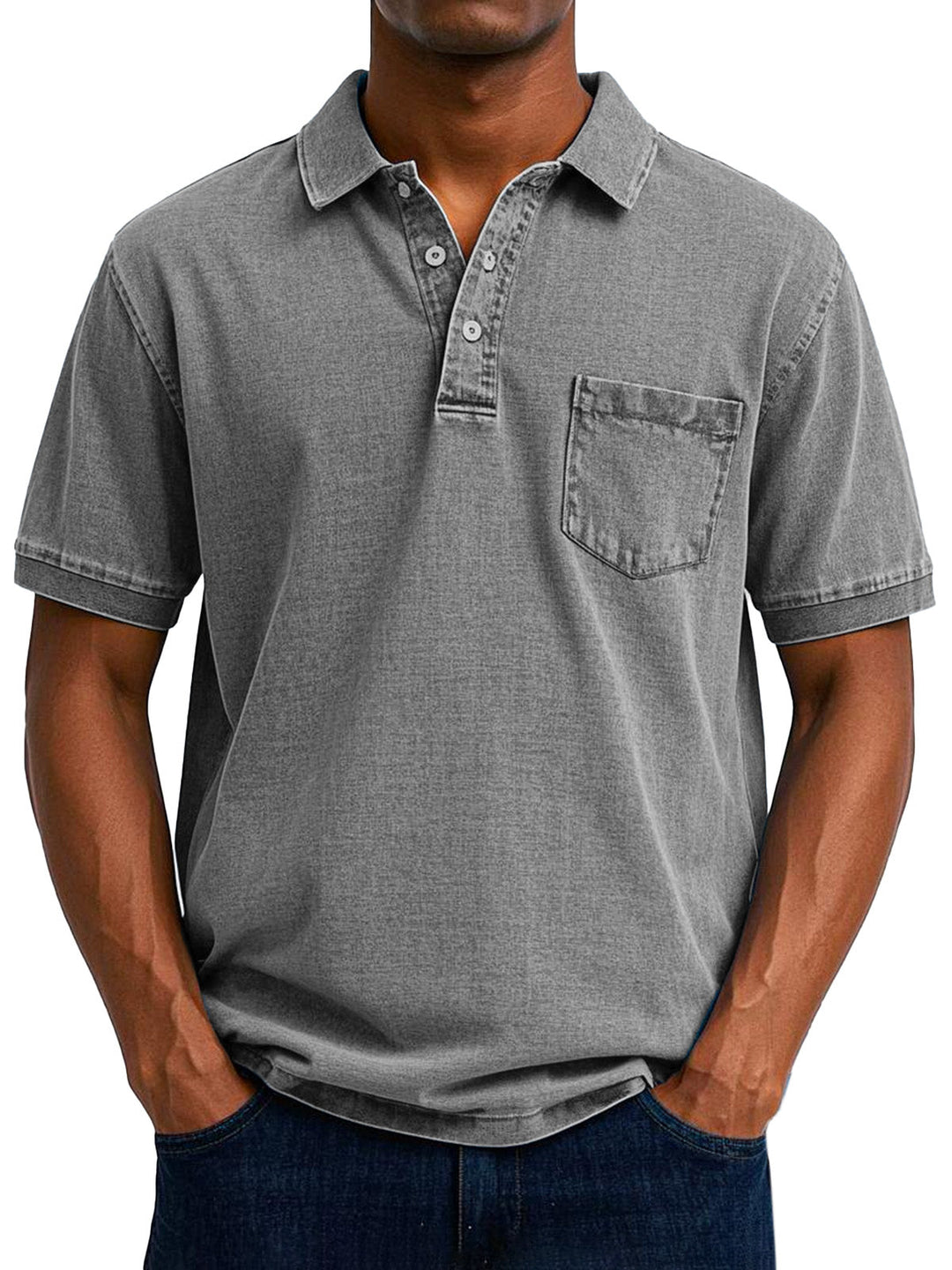 Troy | Washed Denim Polo Shirt