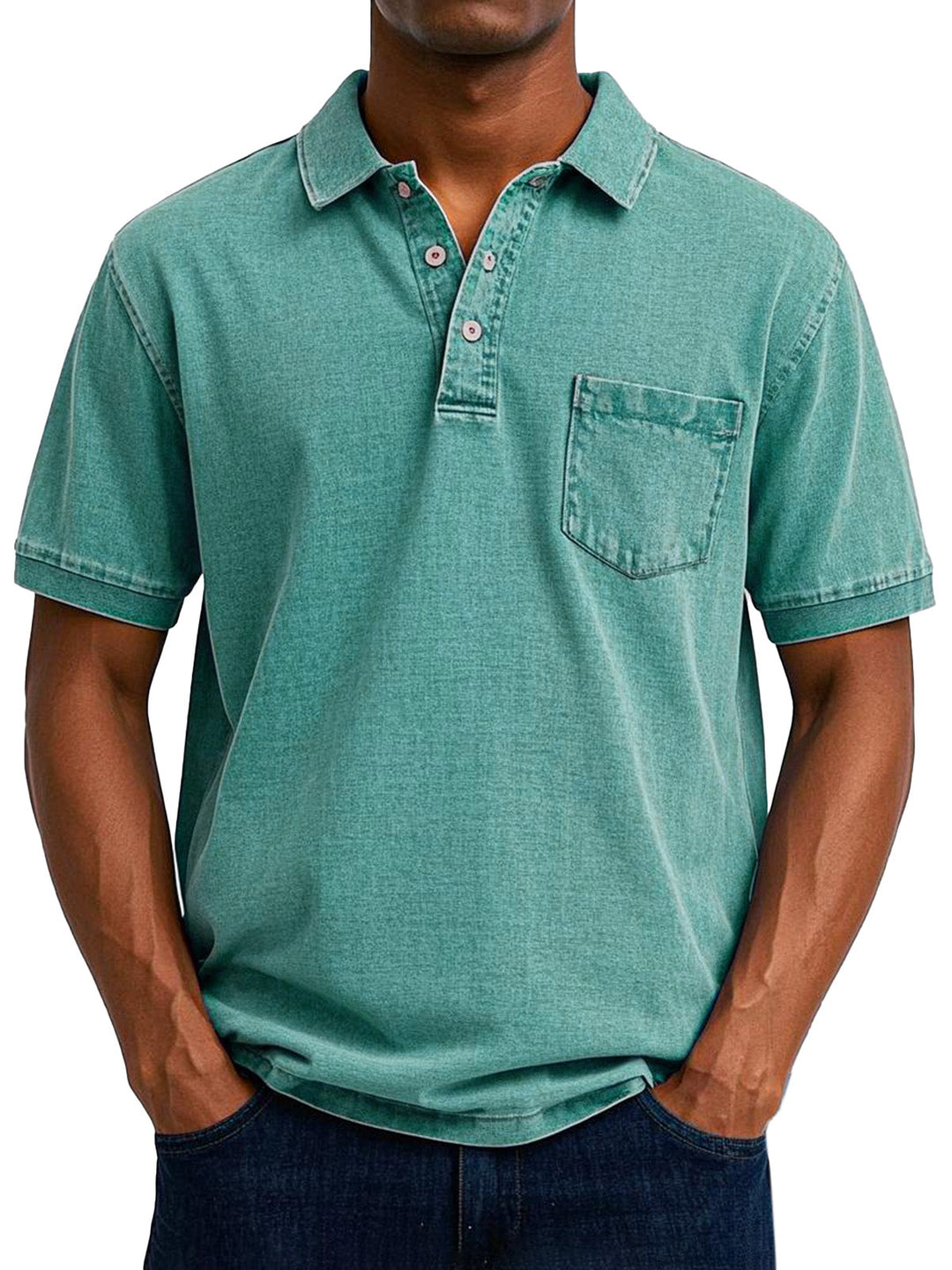 Troy | Washed Denim Polo Shirt