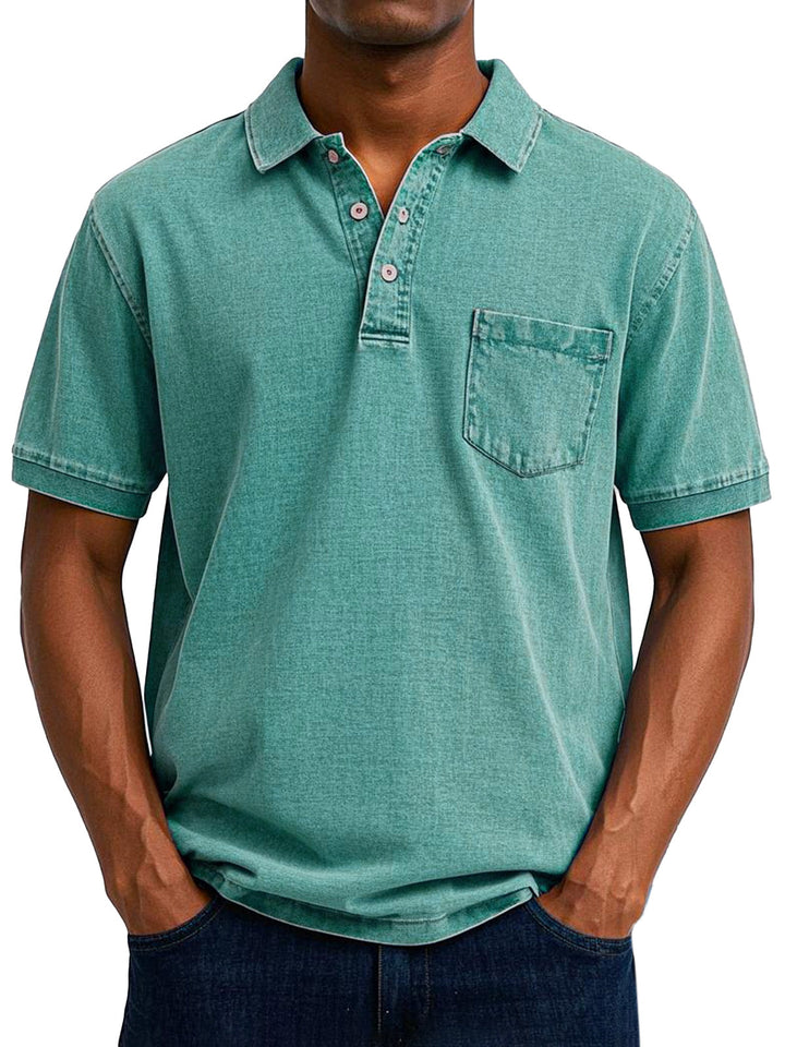 Troy | Washed Denim Polo Shirt