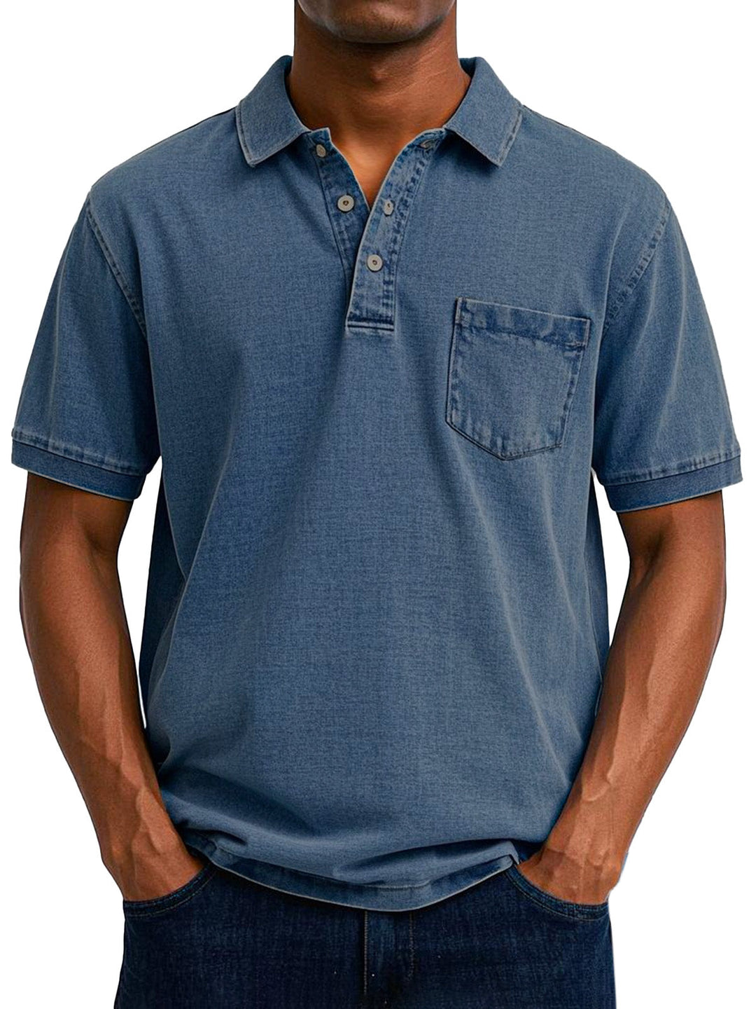 Troy | Washed Denim Polo Shirt