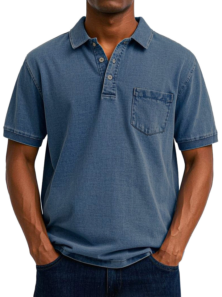 Troy | Washed Denim Polo Shirt