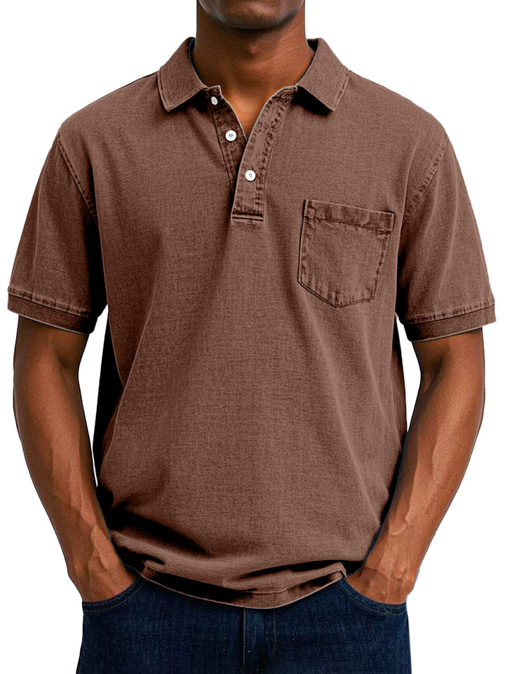 Troy | Washed Denim Polo Shirt