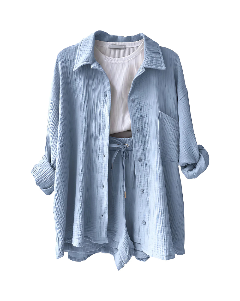 Maylee | Casual Button‑Up Shorts Set