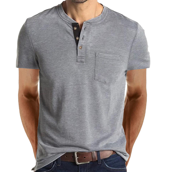 Trevor | Button Accent Henley Tee