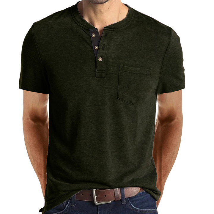 Trevor | Button Accent Henley Tee