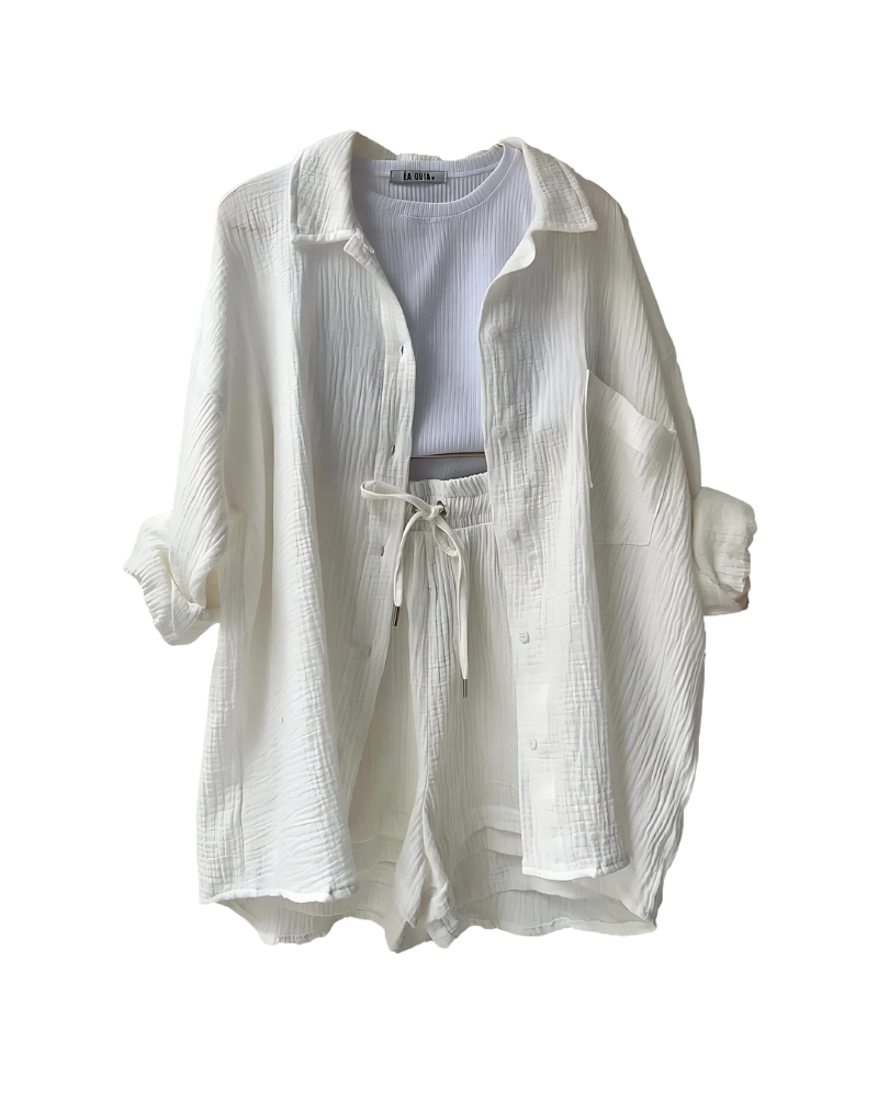 Maylee | Casual Button‑Up Shorts Set