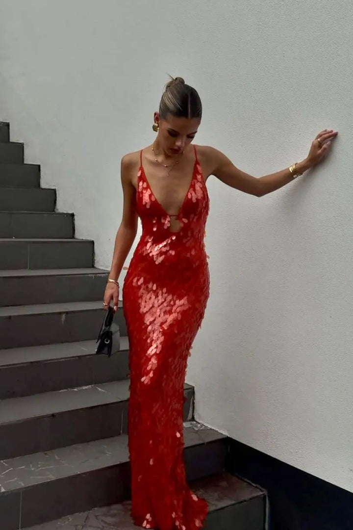 Allegra | Sequin Plunge Gown