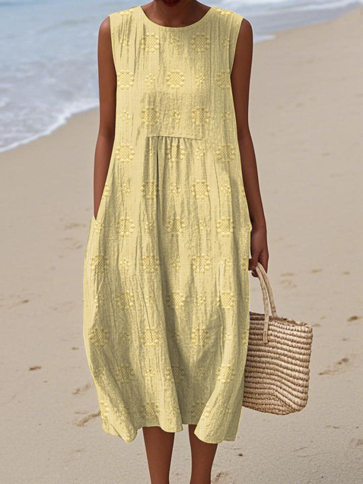 Léa | Sleeveless Embroidered Midi Dress