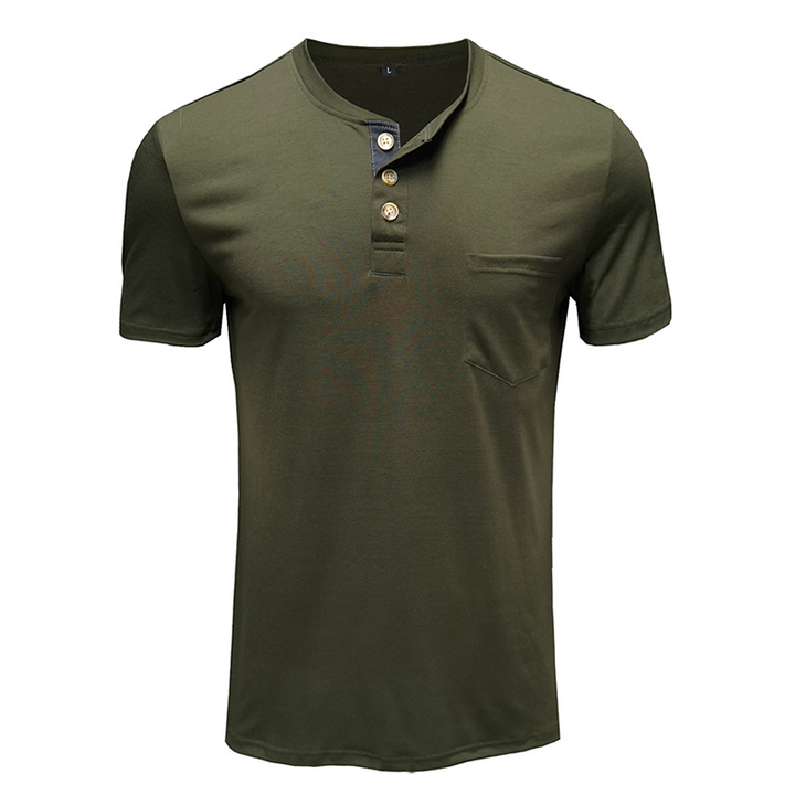 Trevor | Button Accent Henley Tee