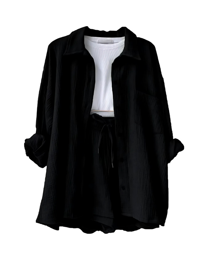 Maylee | Casual Button‑Up Shorts Set