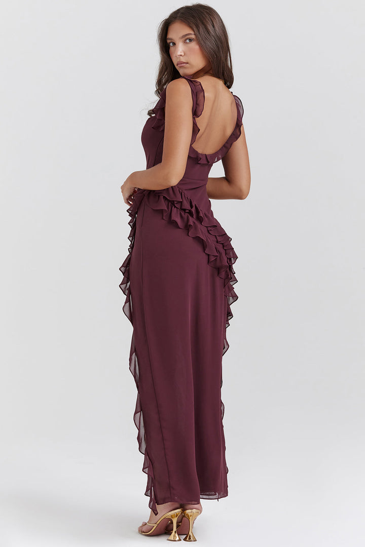 Isla | Ruffle Trim Slit Dress
