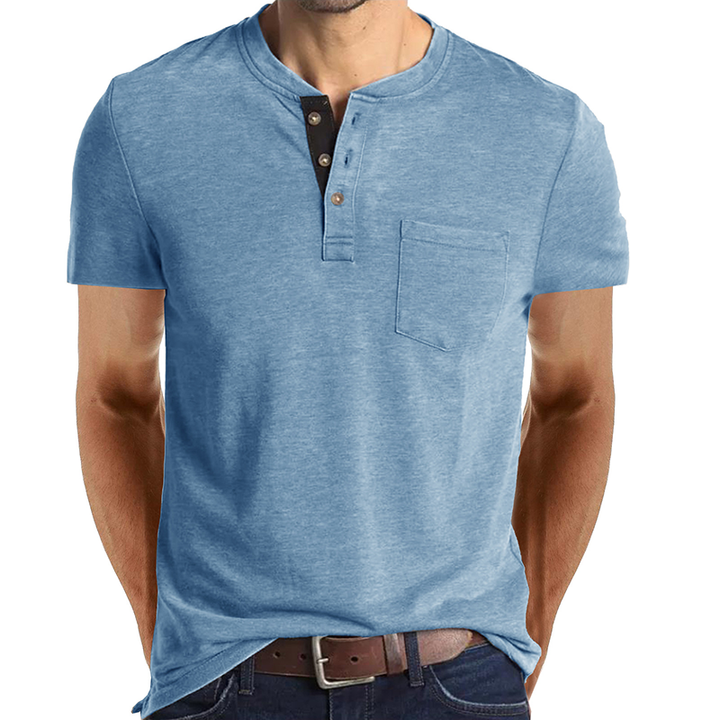 Trevor | Button Accent Henley Tee