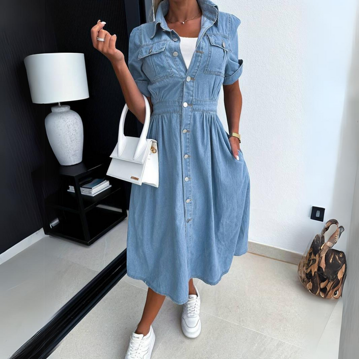 Linda | Button-Front Denim Dress