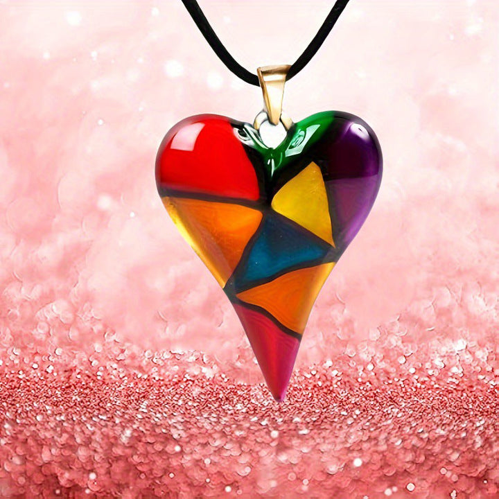 Aurora | Colorful Mosaic Heart Necklace