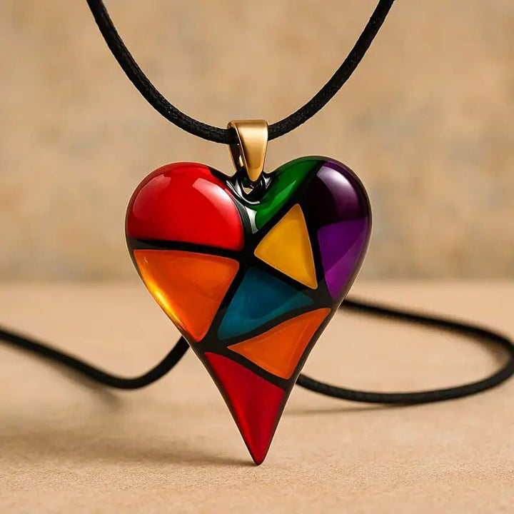 Aurora | Colorful Mosaic Heart Necklace