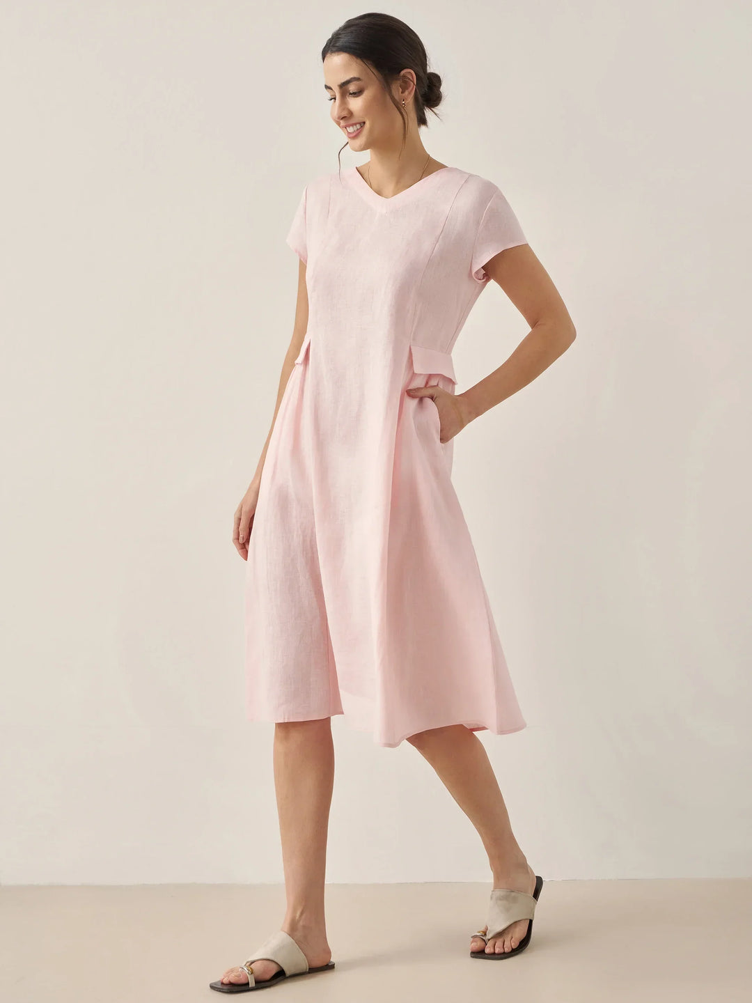 Natural Summer V-Neck Dress