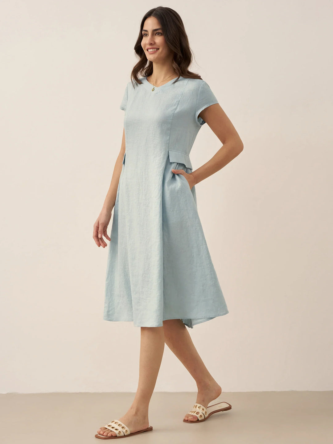 Natural Summer V-Neck Dress