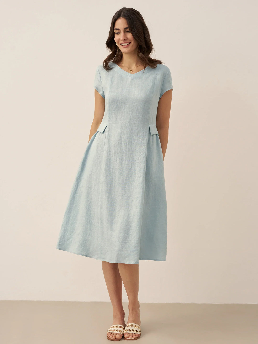 Natural Summer V-Neck Dress