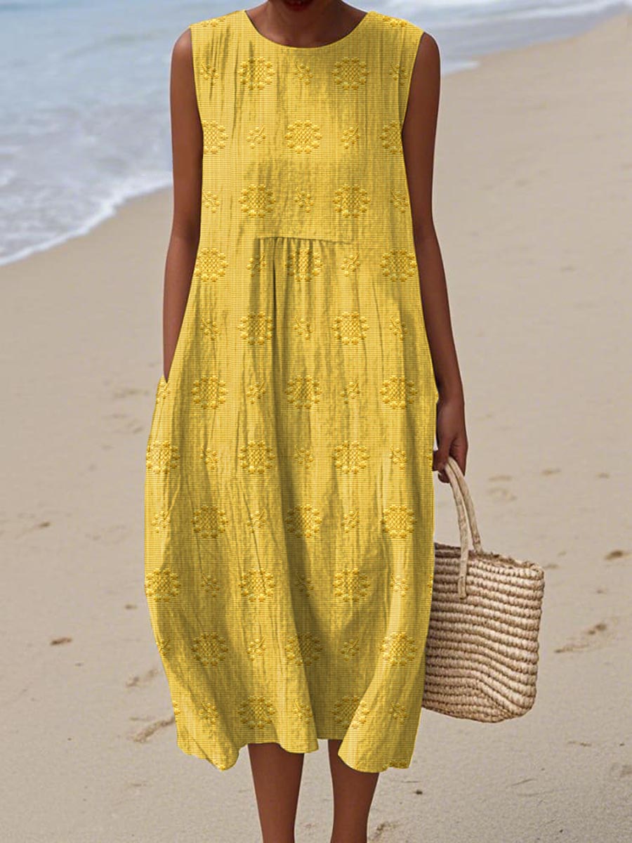 Léa | Sleeveless Embroidered Midi Dress