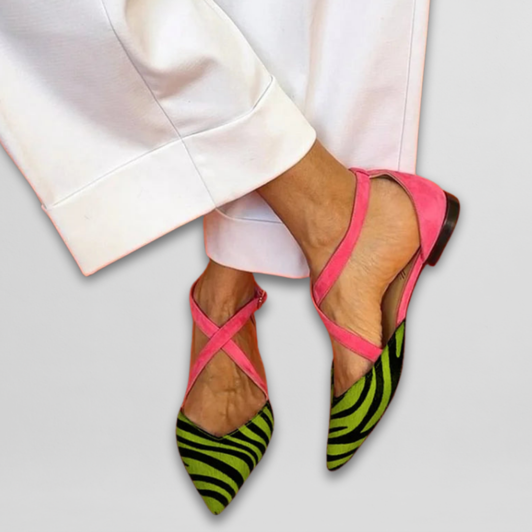 Sofia | Strappy Zebra Flats