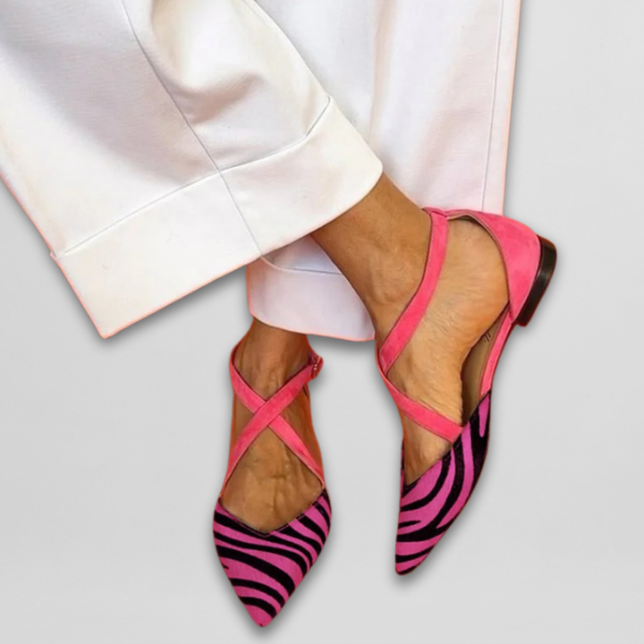 Sofia | Strappy Zebra Flats