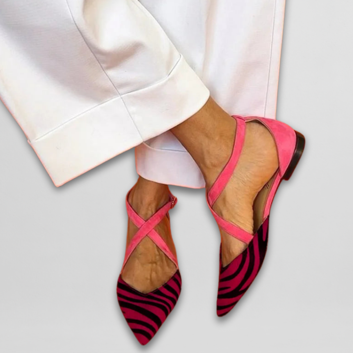 Sofia | Strappy Zebra Flats