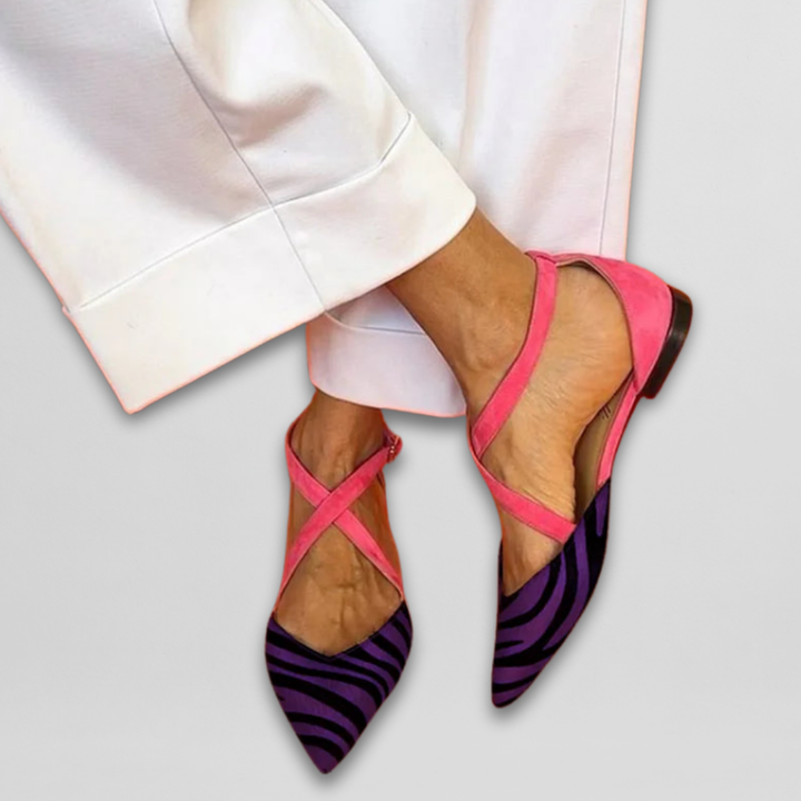 Sofia | Strappy Zebra Flats