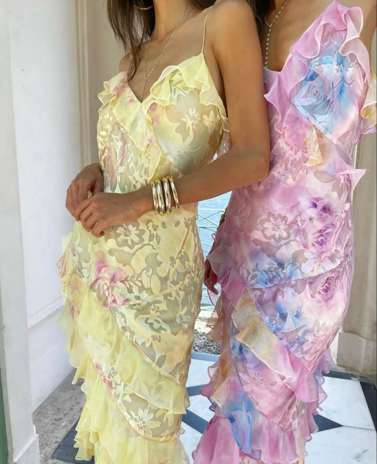 Sierra | Watercolor Ruffle Maxi Dress