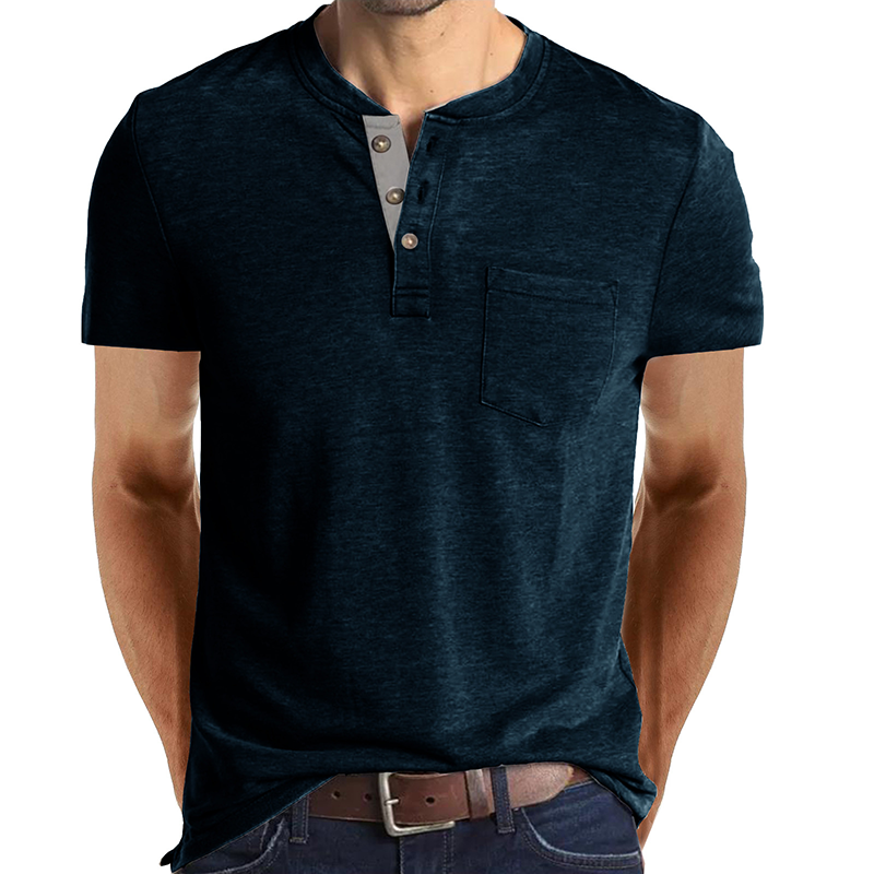 Trevor | Button Accent Henley Tee