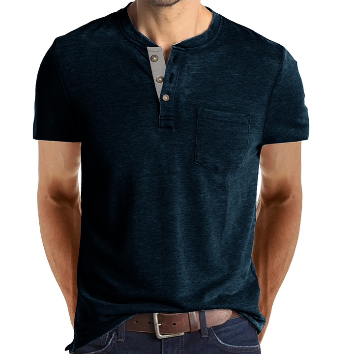 Trevor | Button Accent Henley Tee