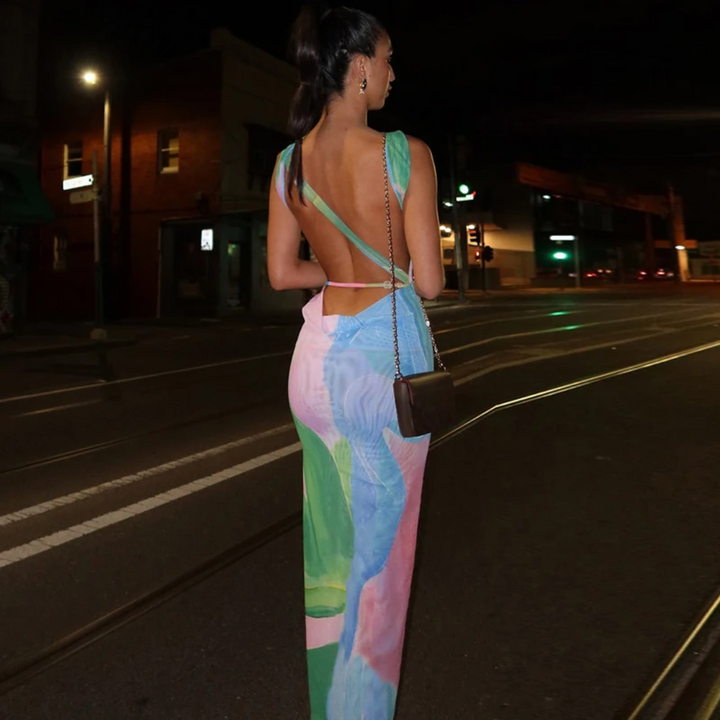 Lana | Backless Tropical Slip Dress
