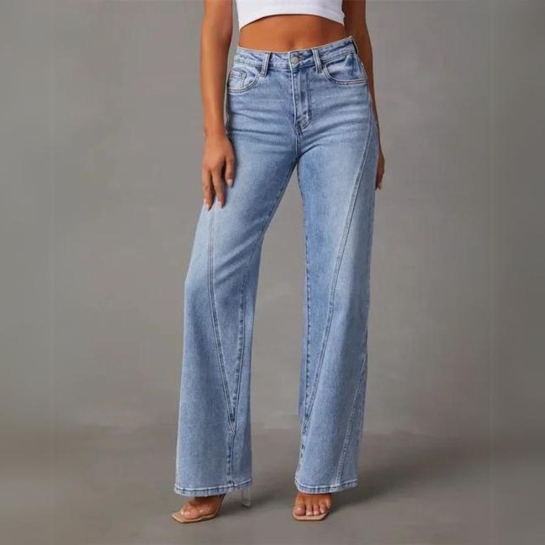 Carla | Angled Seam Wide-Leg Jeans