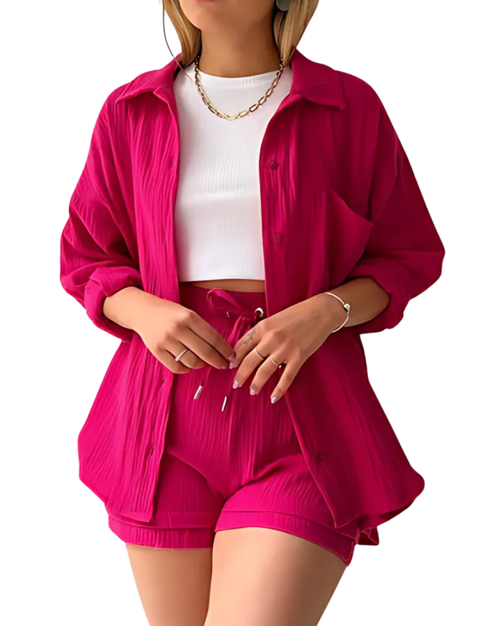 Maylee | Casual Button‑Up Shorts Set