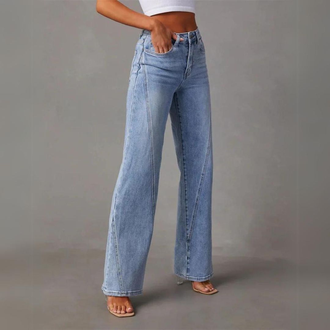 Carla | Angled Seam Wide-Leg Jeans