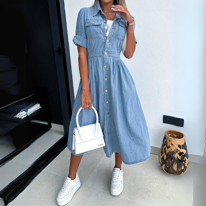 Linda | Button-Front Denim Dress
