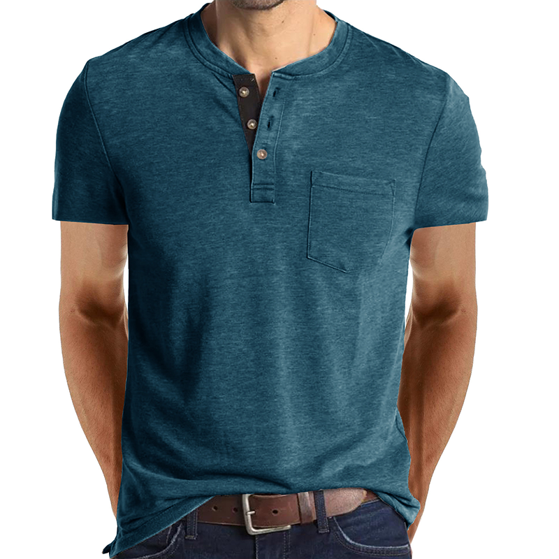 Trevor | Button Accent Henley Tee