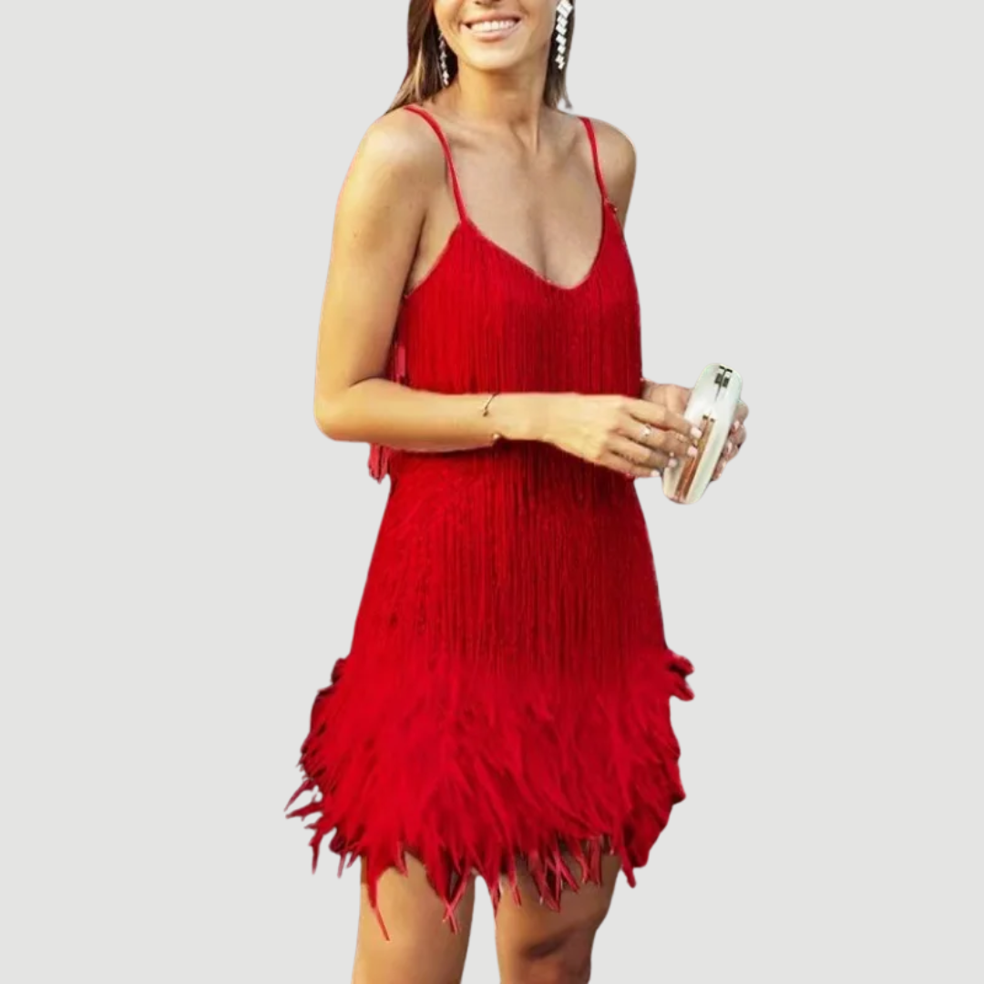 Bianca | Fringe Feather Mini Dress