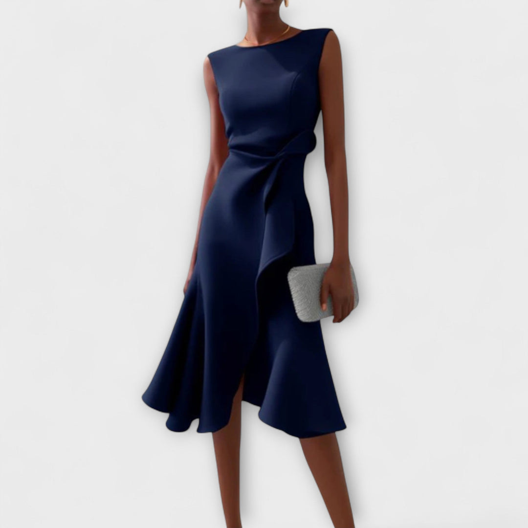 Amal | Sculpted Ruffle Midi Dress