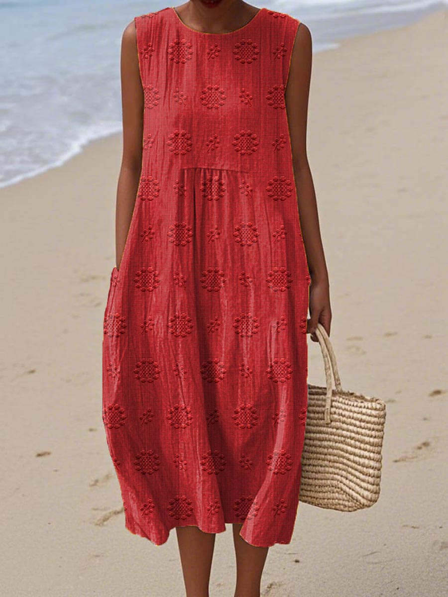 Léa | Sleeveless Embroidered Midi Dress