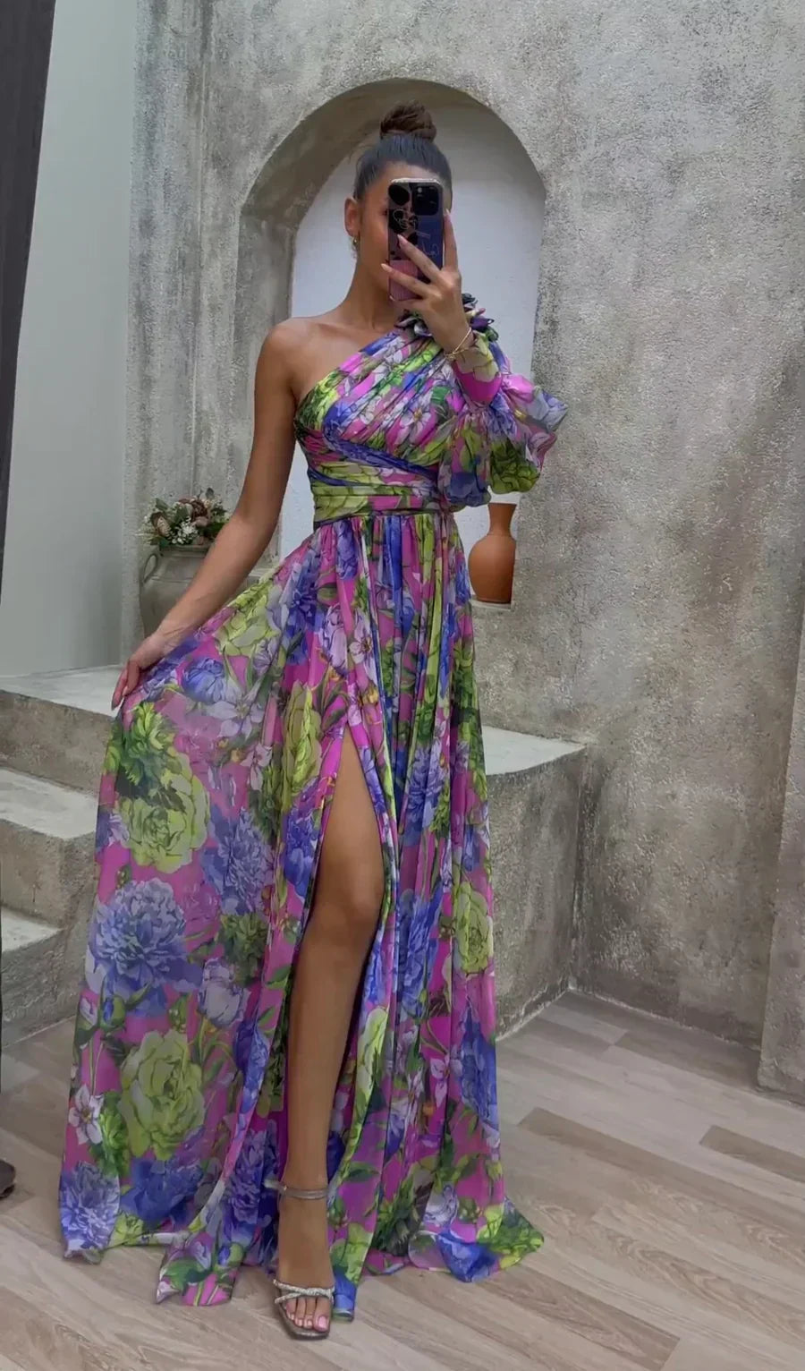 Flora | One-Shoulder Floral Maxi Dress