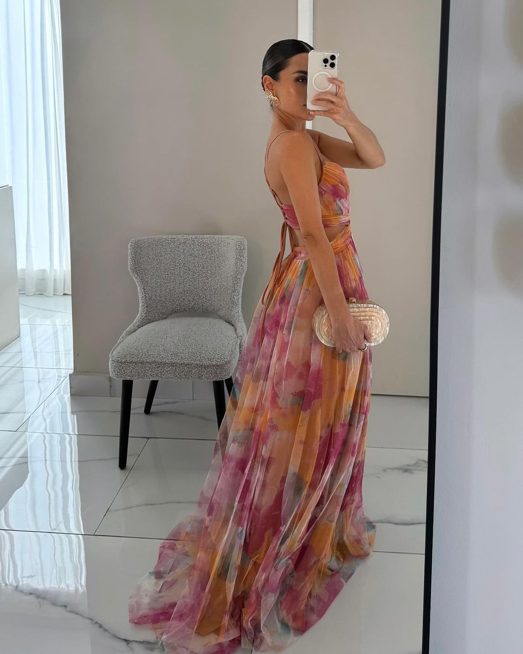 Amara | Watercolor Chiffon Maxi Dress
