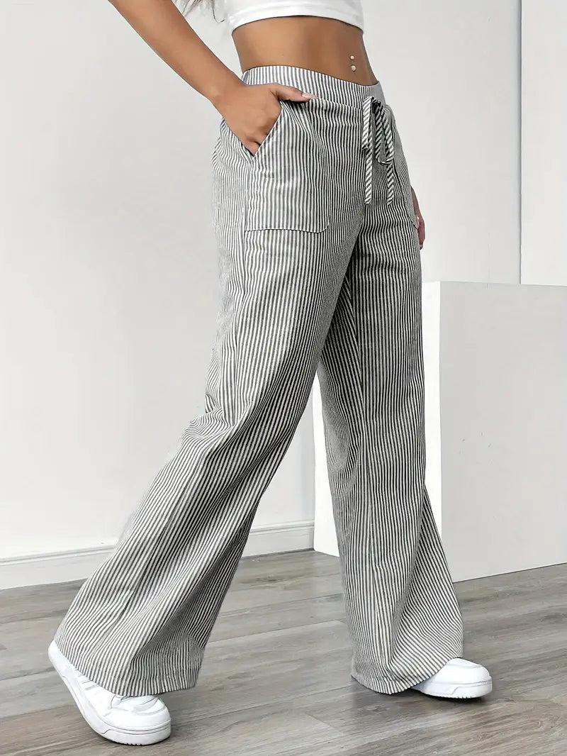 Vioni | Striped Drawstring Trousers